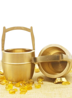 纯铜一桶金小铜缸家居创意摆件