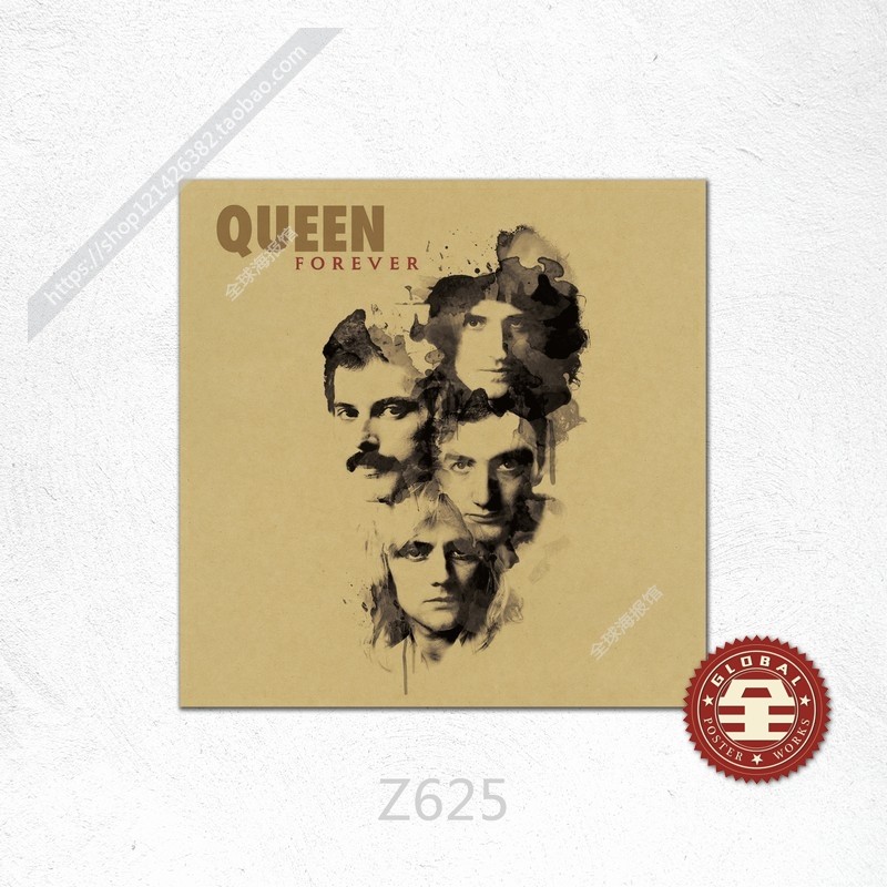 Queen 皇后乐队摇滚音乐牛皮纸海报欧美乐队酒吧宿舍琴行装饰画芯,淘宝优惠券,粉丝福利购,淘宝优惠卷