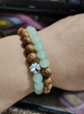 素圈绿木手串女ins古风文艺设计感串珠手链国潮新中式百搭手饰品