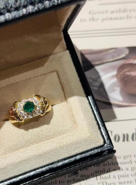 「时光宝藏」中古绿锆石重工戒指vintage轻奢感个性指环男女