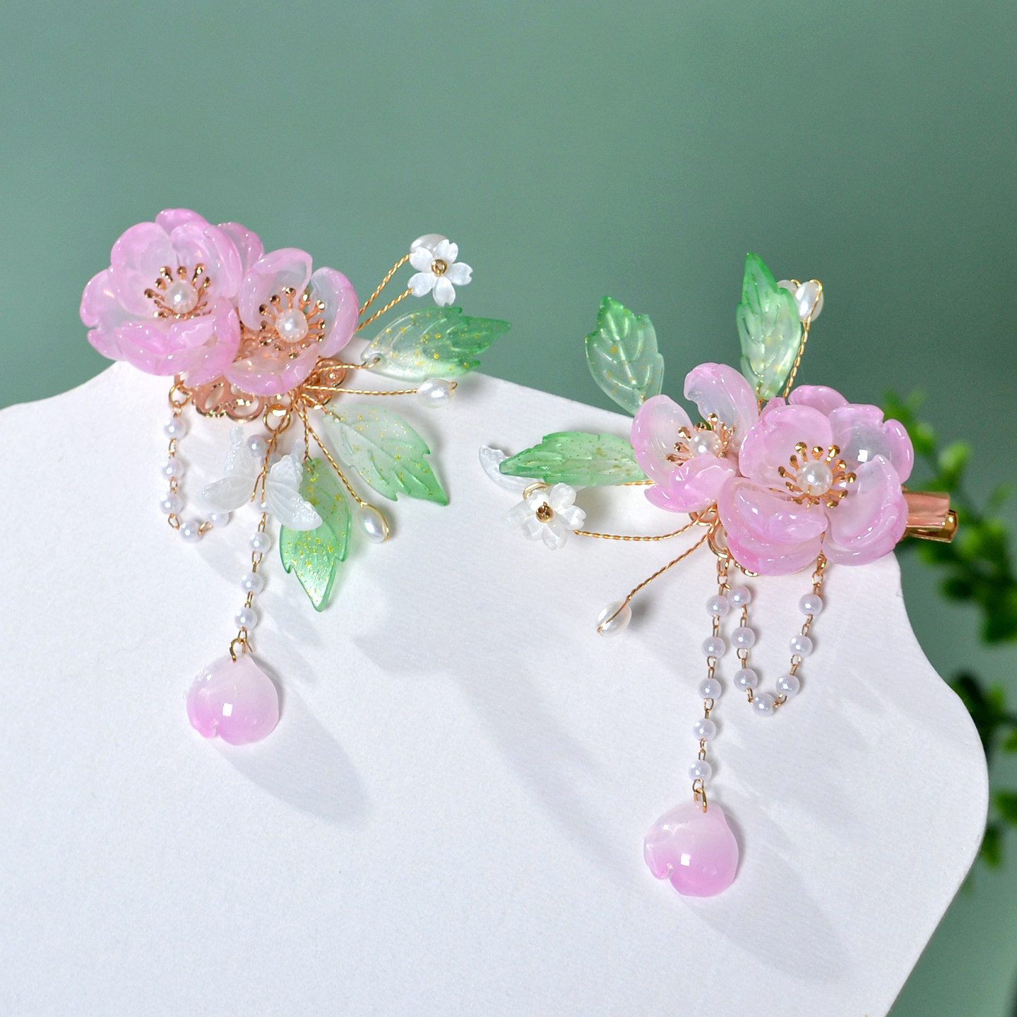 古风发饰粉色花朵发夹儿童清新甜美对夹超仙古装琉璃跳舞汉服头饰,淘宝优惠券,粉丝福利购,淘宝优惠卷