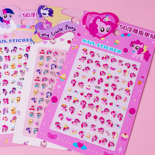 儿童迷你浮雕夜光指甲贴帖纸小朋友女宝宝美甲防水自粘贴贴画玩具 - 图0
