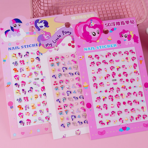 儿童迷你浮雕夜光指甲贴帖纸小朋友女宝宝美甲防水自粘贴贴画玩具 - 图2