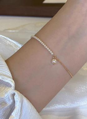 简约可叠戴极细小珍珠手链