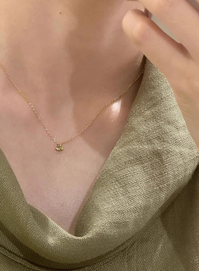 橄榄绿锆石吊坠项链轻奢