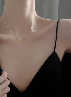 S925纯银项链女小众设计感简约几何线条气质个性锁骨链2021年新款