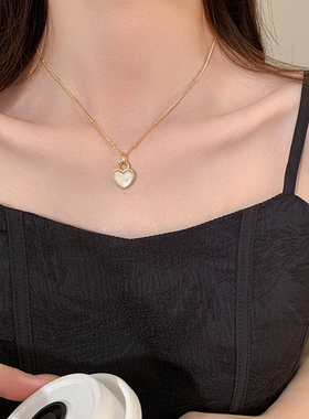 黑色爱心项链ins小众高级感