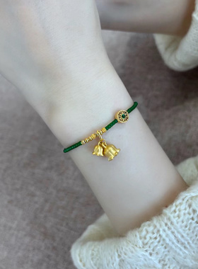 墨绿色琉璃珠手链显白极细串珠