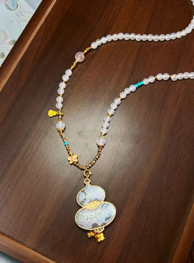 新中式国风宋锦葫芦项链配旗袍汉服配饰国潮配饰复古风毛衣链