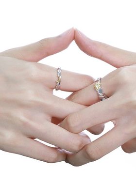 日月同辉S925镀银戒指不掉色小众