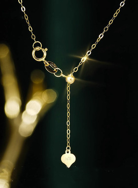 黄金色圆牌吊坠项链女新简约