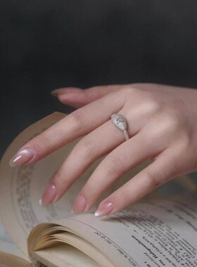 小众设计鸢尾豆子戒指新中式侘寂风情侣对戒轻奢高级感手饰送礼物