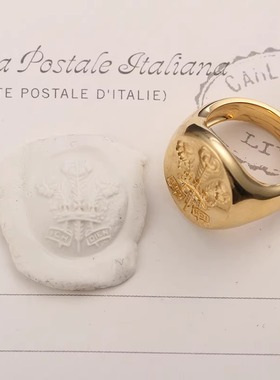 皇室贵族徽章戒指镀18K金复古