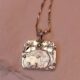New Chinese style cat flower brand embossed pendant necklace inlaid with colorful treasures, retro niche design, exquisite temperament clavicle chain