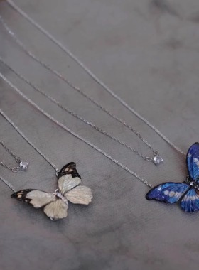 新中式蝴蝶设计吊坠项链女银色时尚高级感气质颈链简约百搭锁骨链