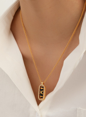 新中式沙金锆石九眼天珠锁骨链