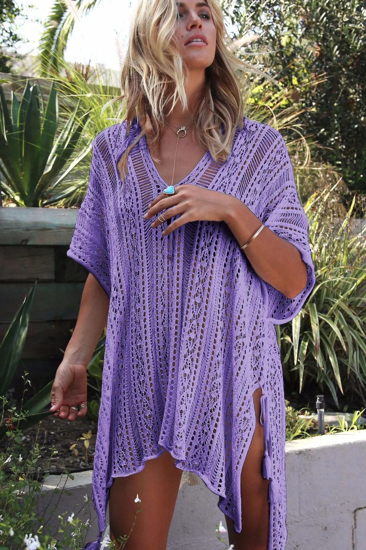 Women V-neck Loose Beach Smock Casual Holiday Sexy Beach Sty - 图2