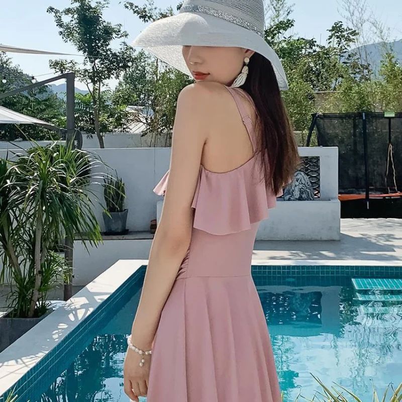 ver-ups Women Ruffles Sweet Off Shoulder Sexy Beach Style Sl - 图0