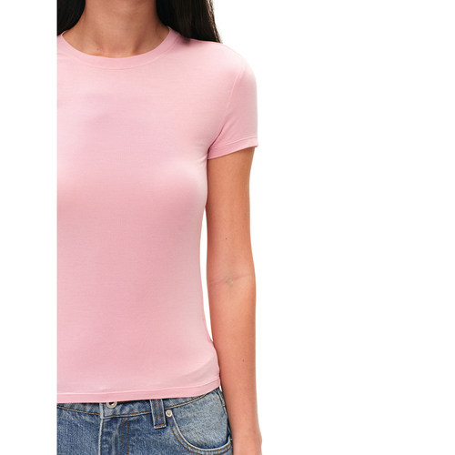 Our Stage 93.5%莫代尔柔软亲肤透气简约圆领紧身显瘦弹力短袖T恤 - 图3