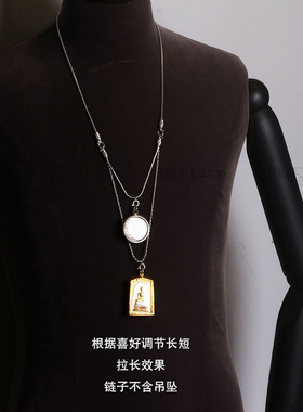 全钛钢混搭设计男女佛牌挂链