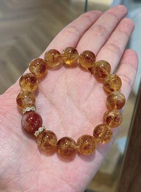 【鸿运当头】天然黄塔晶红胶花虎眼石手串能量水晶增好运招财