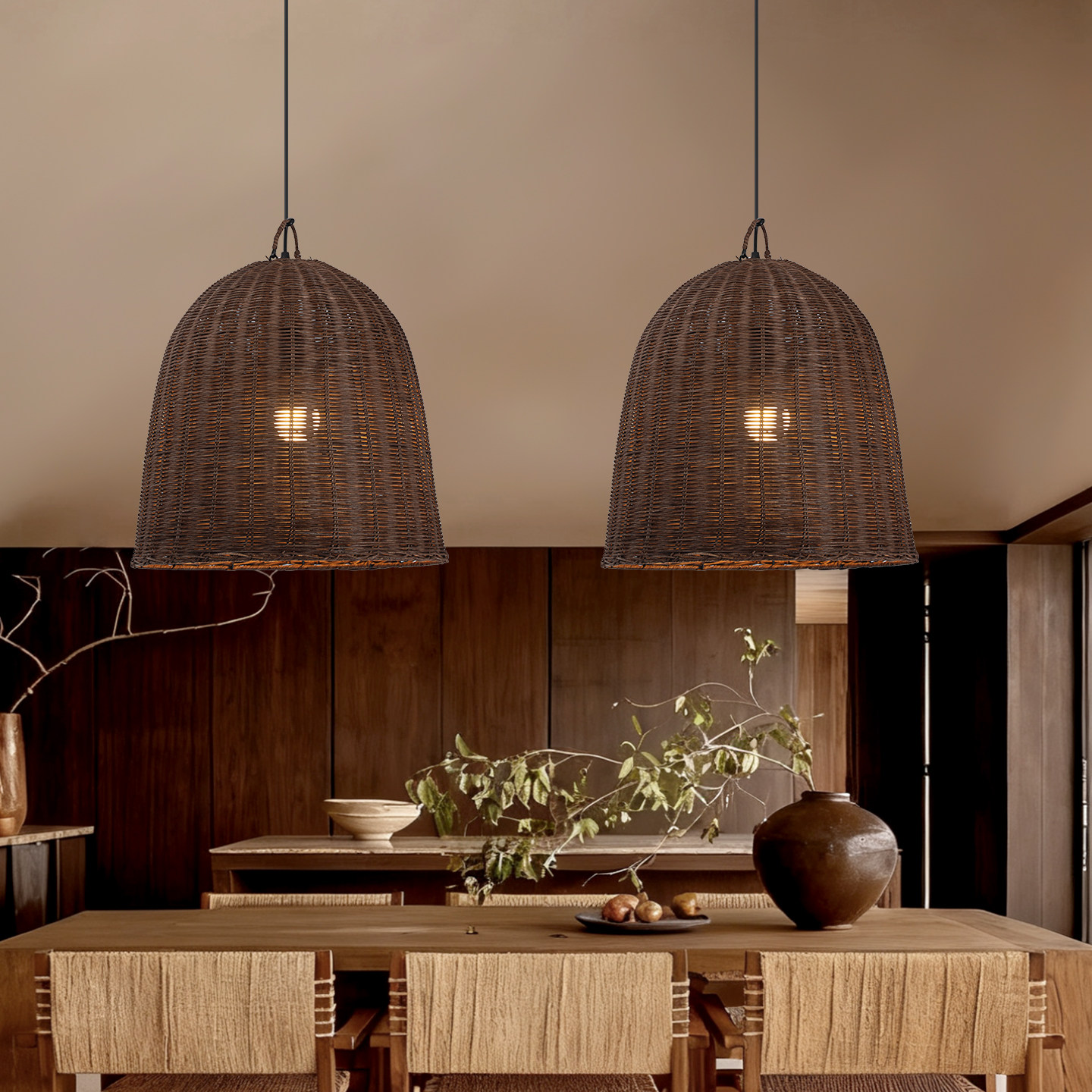 中式风格藤编吊灯卧室餐厅田园艺术灯具农家乐民宿客厅灯藤艺灯罩,淘宝优惠券,粉丝福利购,淘宝优惠卷