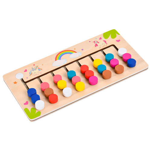 蒙氏早教益智玩具木制八色游戏儿童忙碌板精细动作教具训练积木-图3