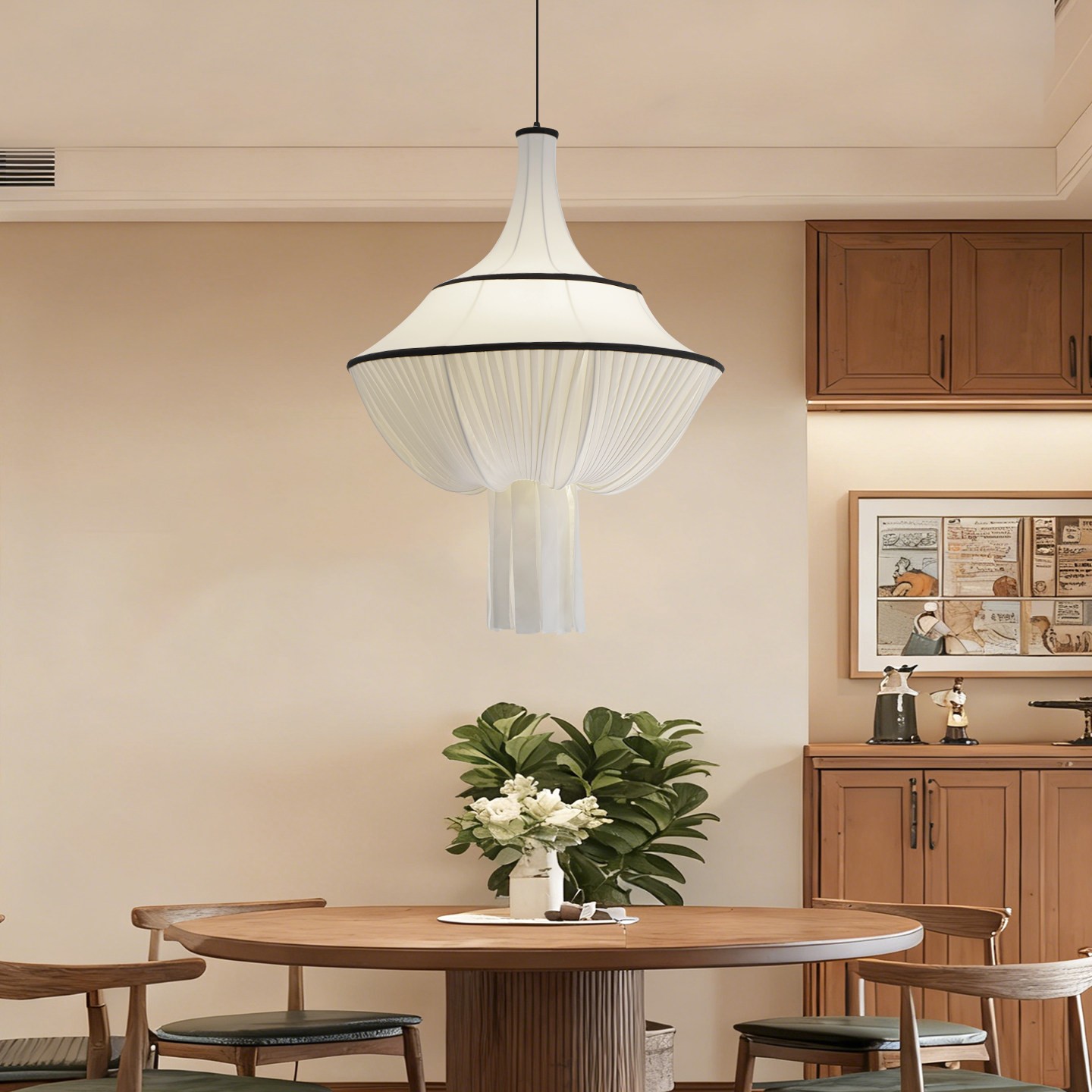 侘寂风布艺吊灯中古风主卧室灯创意个性民宿客厅餐厅酒店布罩灯具,淘宝优惠券,粉丝福利购,淘宝优惠卷