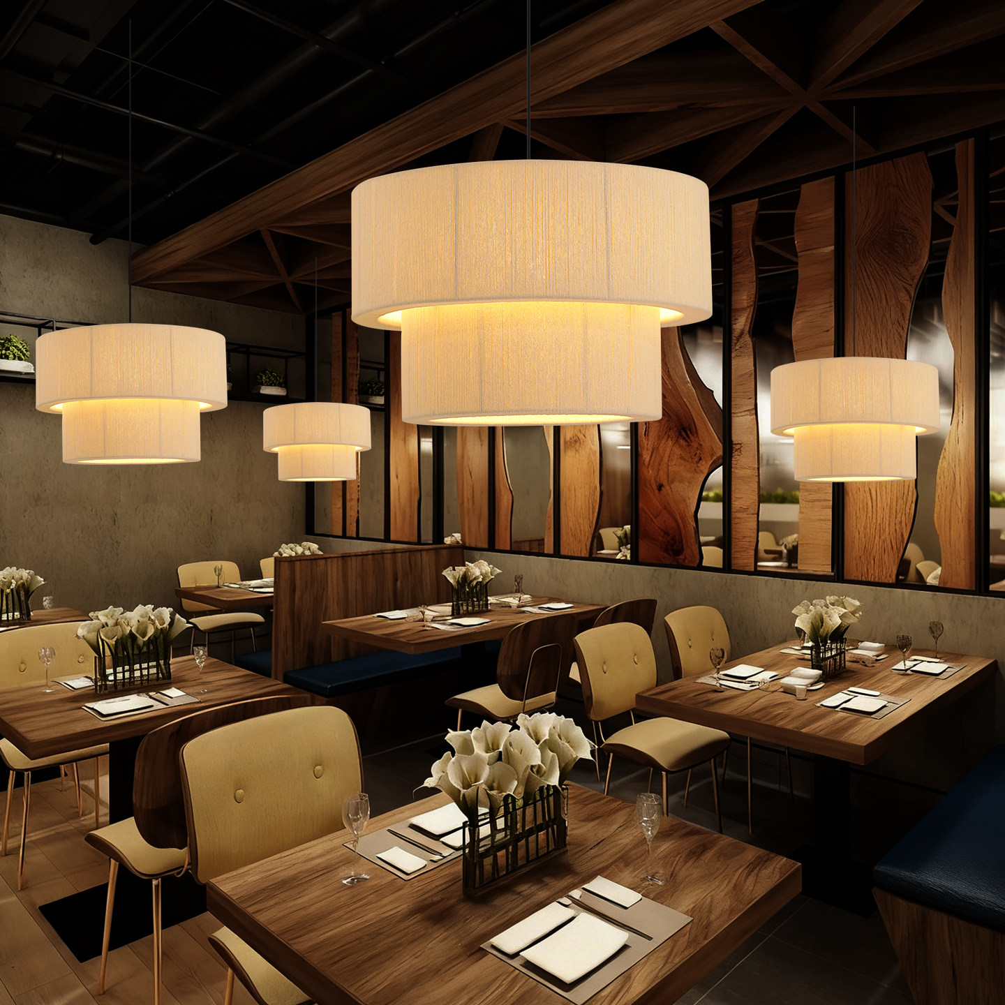 现代简约布艺吊灯中古卧室灯侘寂风民宿客厅书房餐厅酒店圆形灯具,淘宝优惠券,粉丝福利购,淘宝优惠卷