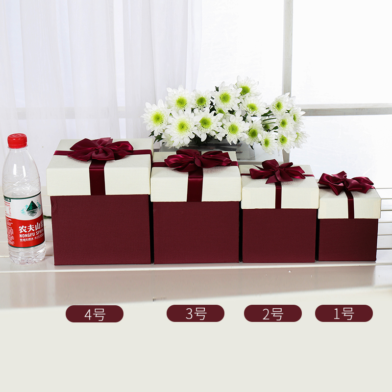 正方形礼品盒四件套包装盒情人节礼物生日礼物包装盒礼物盒礼盒 - 图0