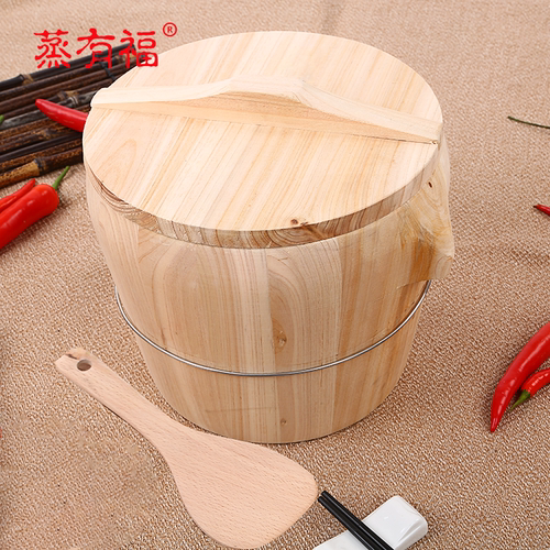 杉木蒸饭木桶饭桶木制糯米饭厨房家用商用大小号蒸笼竹制传统甑子 - 图1
