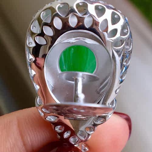 代代有钱 18k金豪华镶两圈钻石吊坠 天然缅甸翡翠A货钱袋夏日佩戴 - 图2