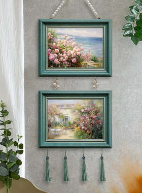 莫奈花园花卉装饰画海边风景油画