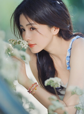 双层叠戴粉水晶珍珠手链轻奢手串