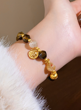 虎眼石水晶串珠手串轻奢小众精致