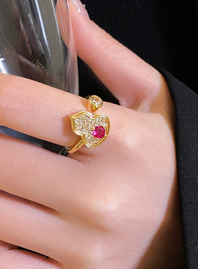 金色满钻葫芦开口戒指高级感指环