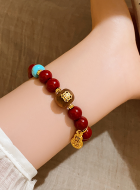 朱砂福牌手串轻奢小众精致高级感
