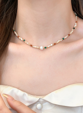 多巴胺珍珠串珠项链轻奢小众