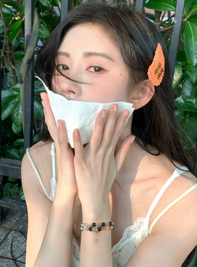 叠戴蓝色水晶手串轻奢小众精致