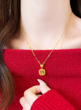 沙金碎碎冰大小方糖吊坠项链