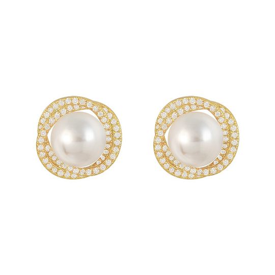 金色珍珠耳钉女2025新款爆款高级感气质大气耳环轻奢小众秋冬耳饰