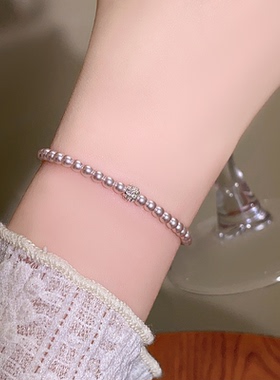 高级感曼塔玫瑰色珍珠串珠手链