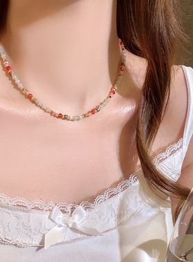 多巴胺项链轻奢小众串珠锁骨链