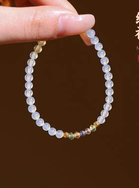 海蓝宝圆珠串珠手链轻奢小众精致