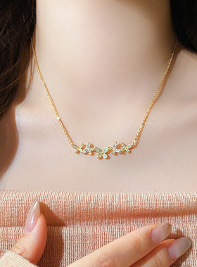 满钻蝴蝶吊坠项链锁骨链高级感