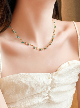 不规则复古绿项链轻奢小众高级感