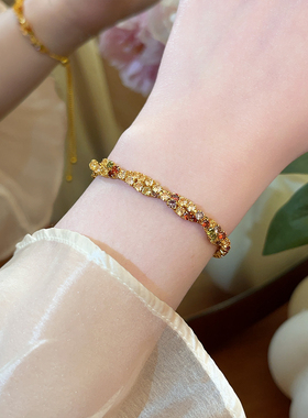 彩色满钻麻花扭纹叠戴手链