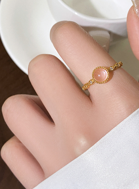 金色圆形锆石戒指轻奢高级感指环