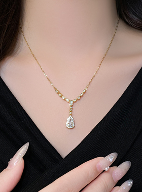 金色新中式满钻镂空葫芦项链小众