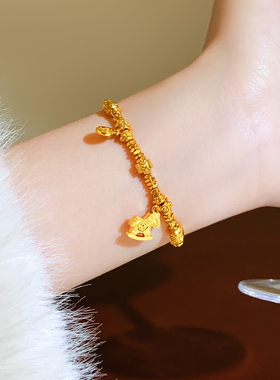 金色碎碎冰小马钱币串珠手链